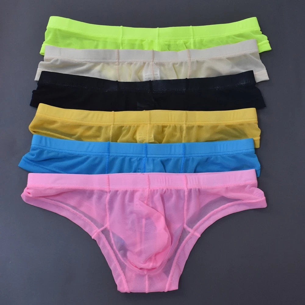 Men's Low Waist See Through Mesh Briefs Breathable Underwear For All