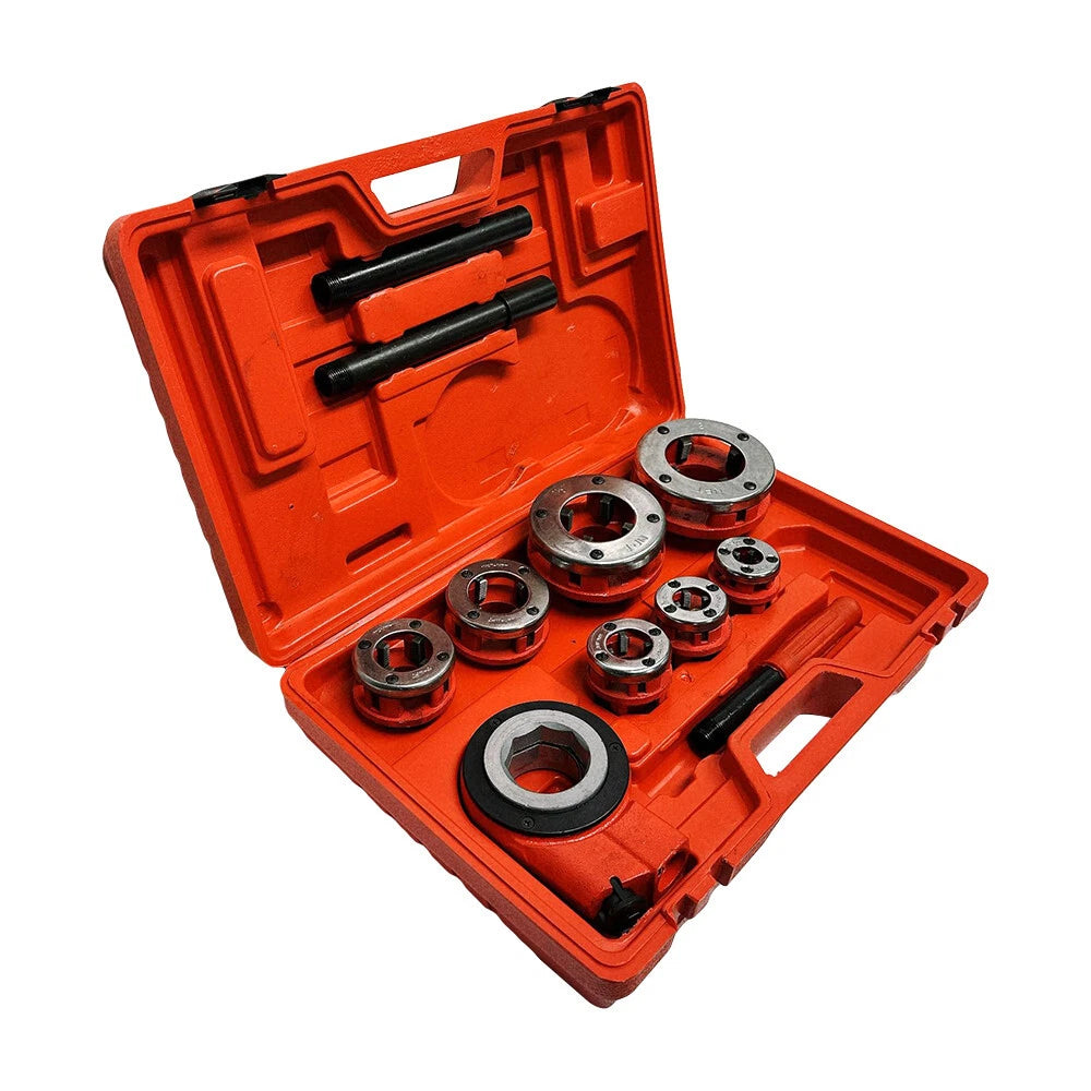7 Size Pipe Threader Threading 3/8" To 2" Die Dies Set With Handle
