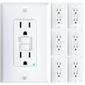 6 Pack GFCI Outlet 15 Amp with Thinner Design, Non-Tamper Resistant