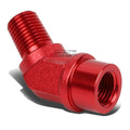 1/4" Npt Male 45 Degree to 1/4" Female Hose Bulk Red Aluminum Finish