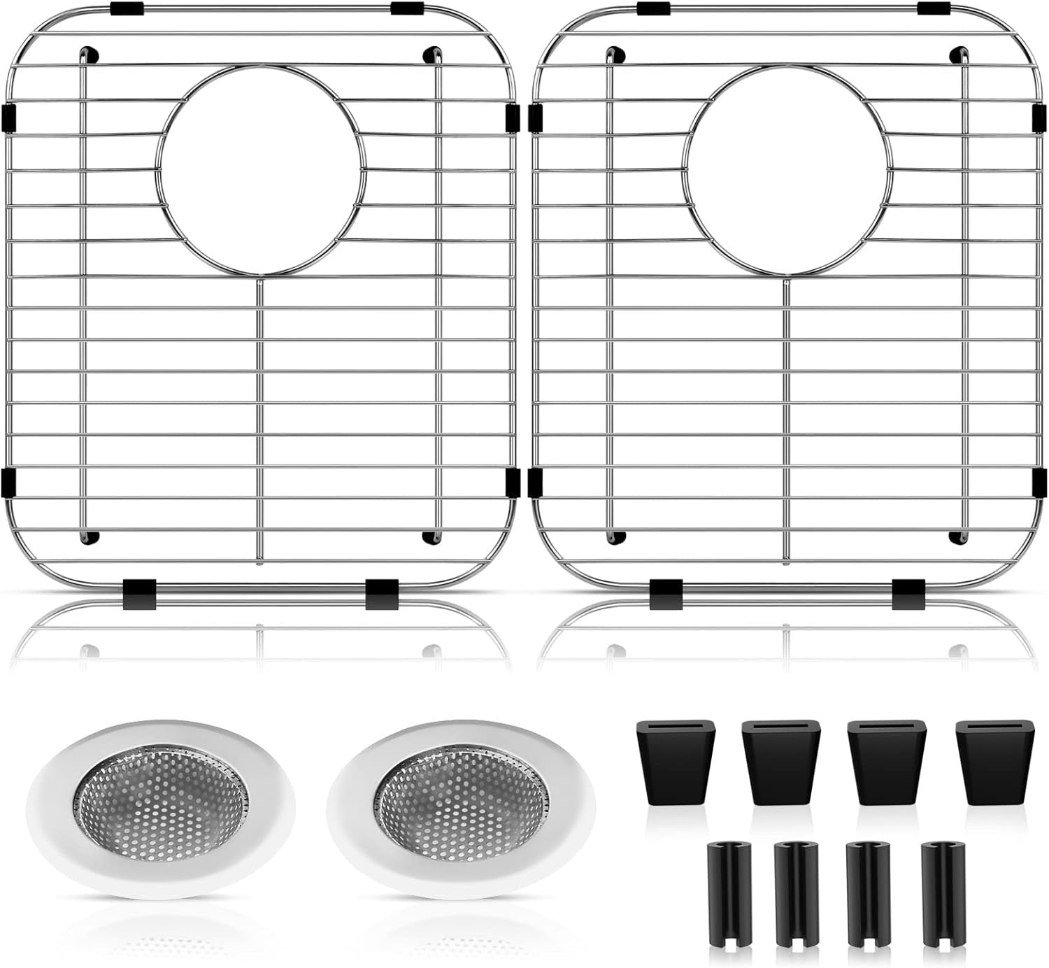 2 Pack 304 Stainless Steel Sink Protectors for Kitchen Sink Grid