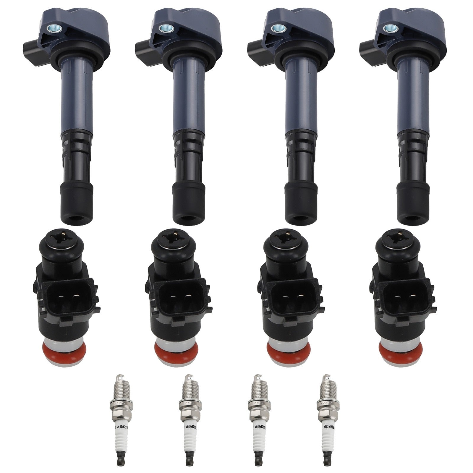 4* Fuel Injectors + Ignition Coils + Spark Plugs for Honda Civic 1.7L
