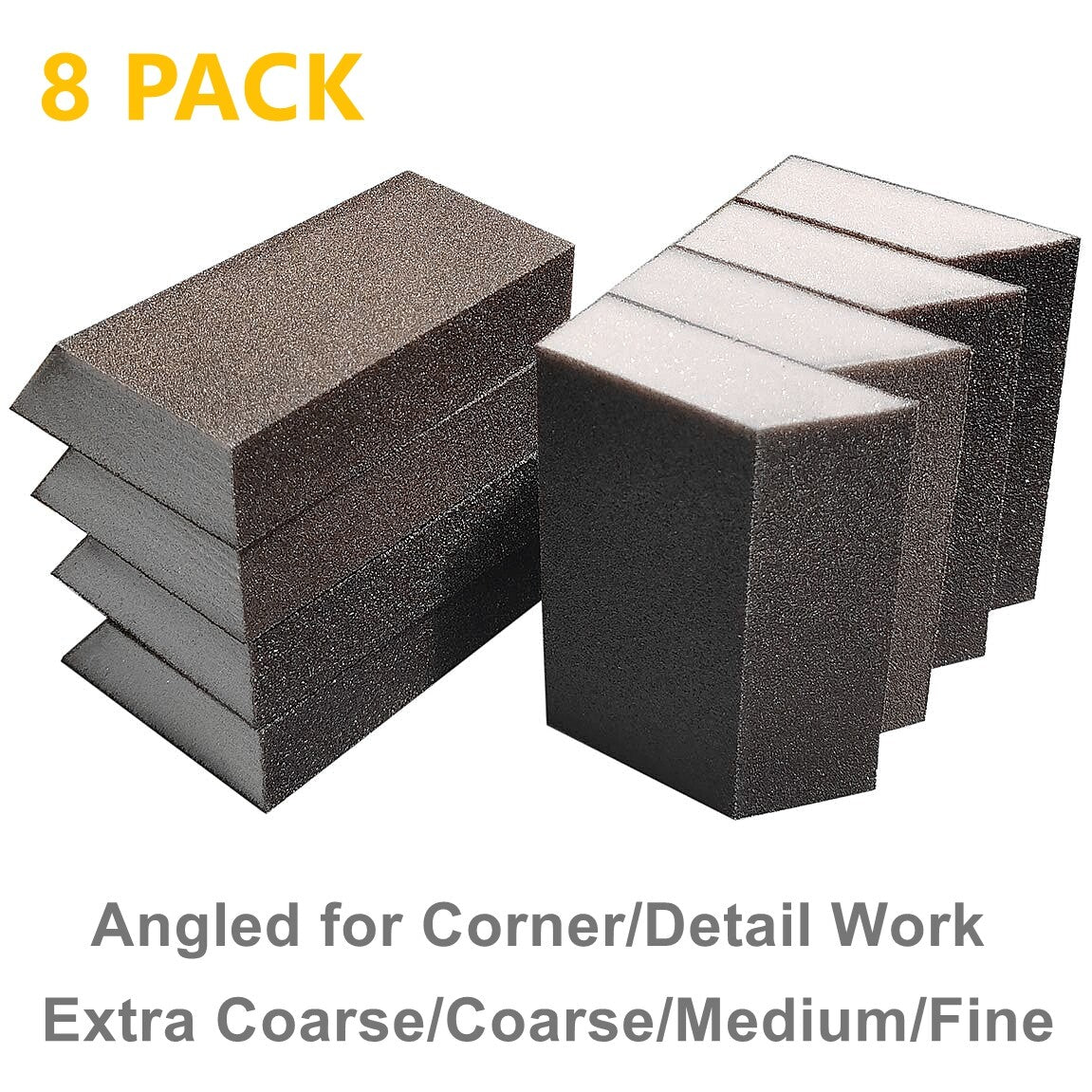8PCS Angled Drywall Sanding Sponges Set Wet Dry Sandpaper Block Pads