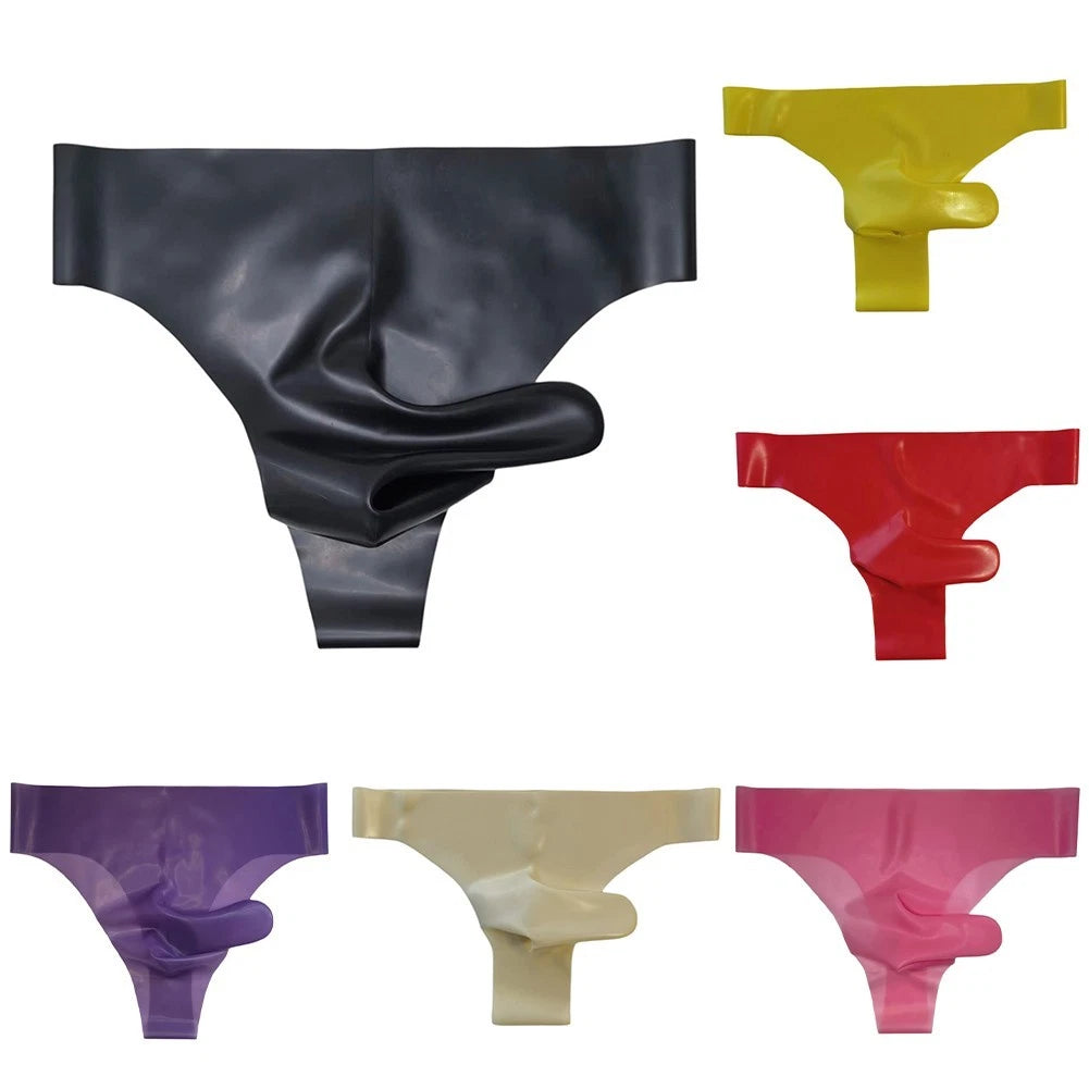 Latex Rubber Mens Underwear Elephant Nose See Through Briefs