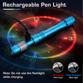 Pen Light Rechargeable 300 Lumens Zoomable LED w/Clip Memory Function Blue