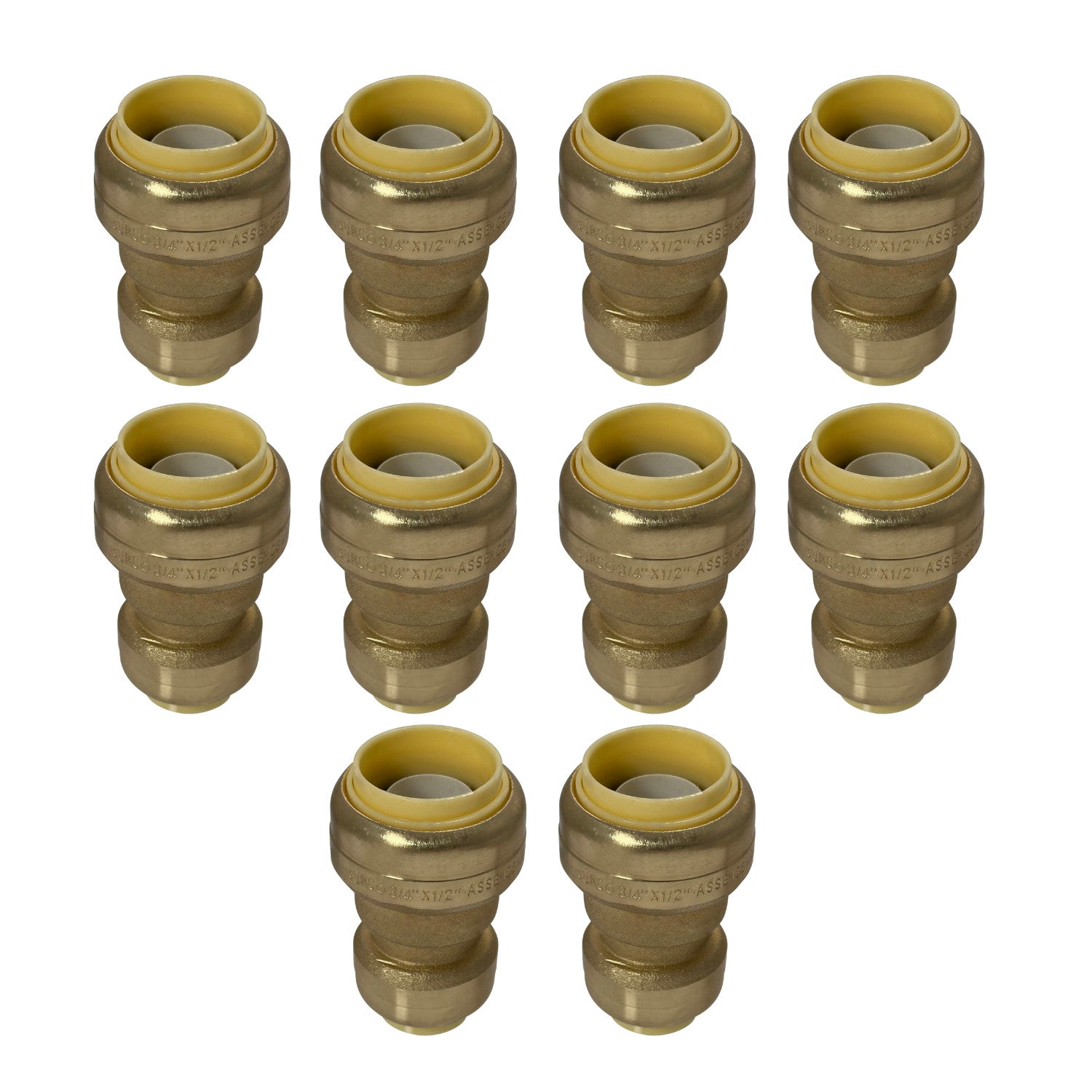 XFITTING 3/4" x 1/2" Push Fit Reducing Coupling - 10 Pack