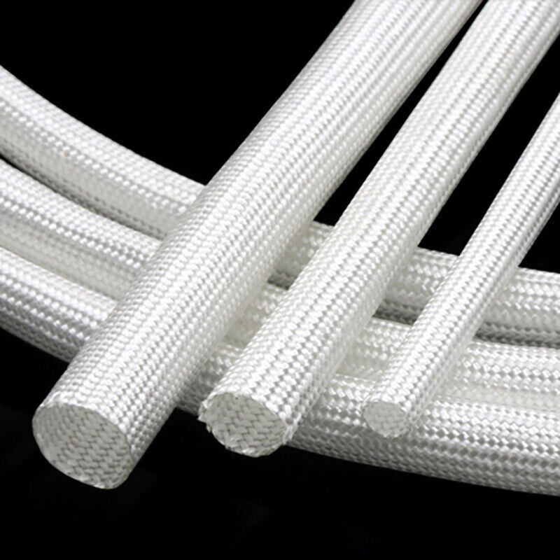 White Fiberglass Sleeve Heat Resistant ID 1-50mm