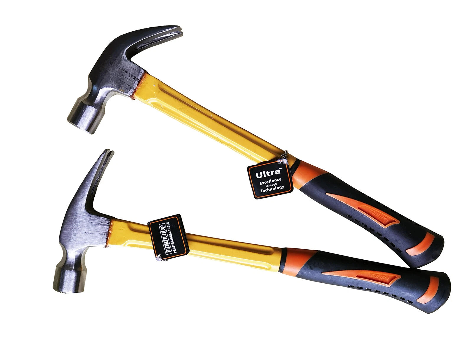 415mm Overall Length Claw Hammer Fiberglass Handle 24oz Bent or Straight Serrate