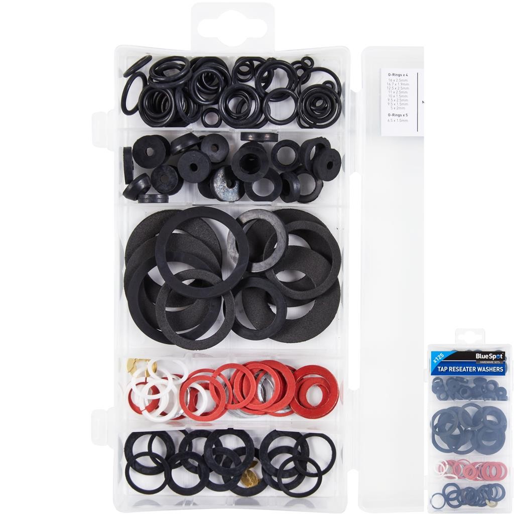 BlueSpot 125pc Assorted Tap Reseater and Washer Set by BlueSpot