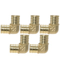 5 Pack  XFITTING 3/4" Pex B Elbow, Lead Free Brass, Pex