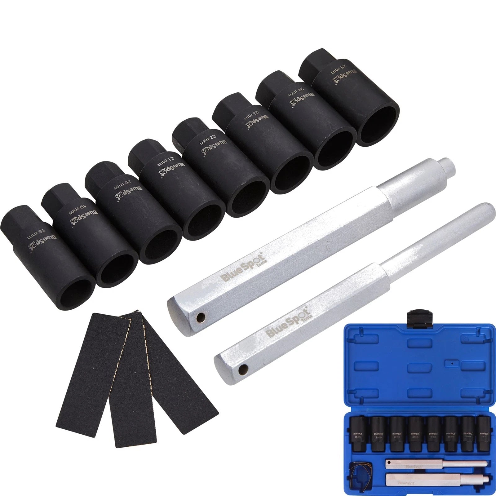 Bluespot Locking Wheel Nut Remover 18 - 25mm Emergency Nut Socket Set