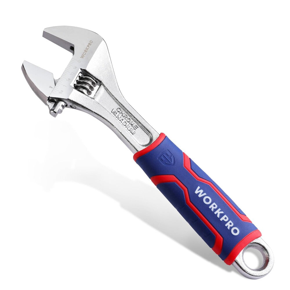 WORKPRO 10-Inch Adjustable Wrench Cr-V Wide Jaw Opening by WORKPRO