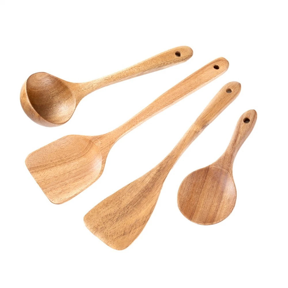 Effortless Flipping And Mixing With Wooden Spoon Set And Cooking