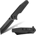 Flissa Folding Pocket Knife 3.5" Stonewash Blade Tactical Knife
