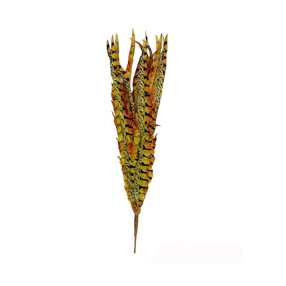 22" Tall Yellow Ruby Faux Feather Spray Artificial Boho Flowers,
