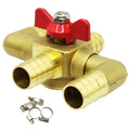 4-way Automobile Heater Shut Off Valve Solid Brass Valve 4 Clips 3/4"
