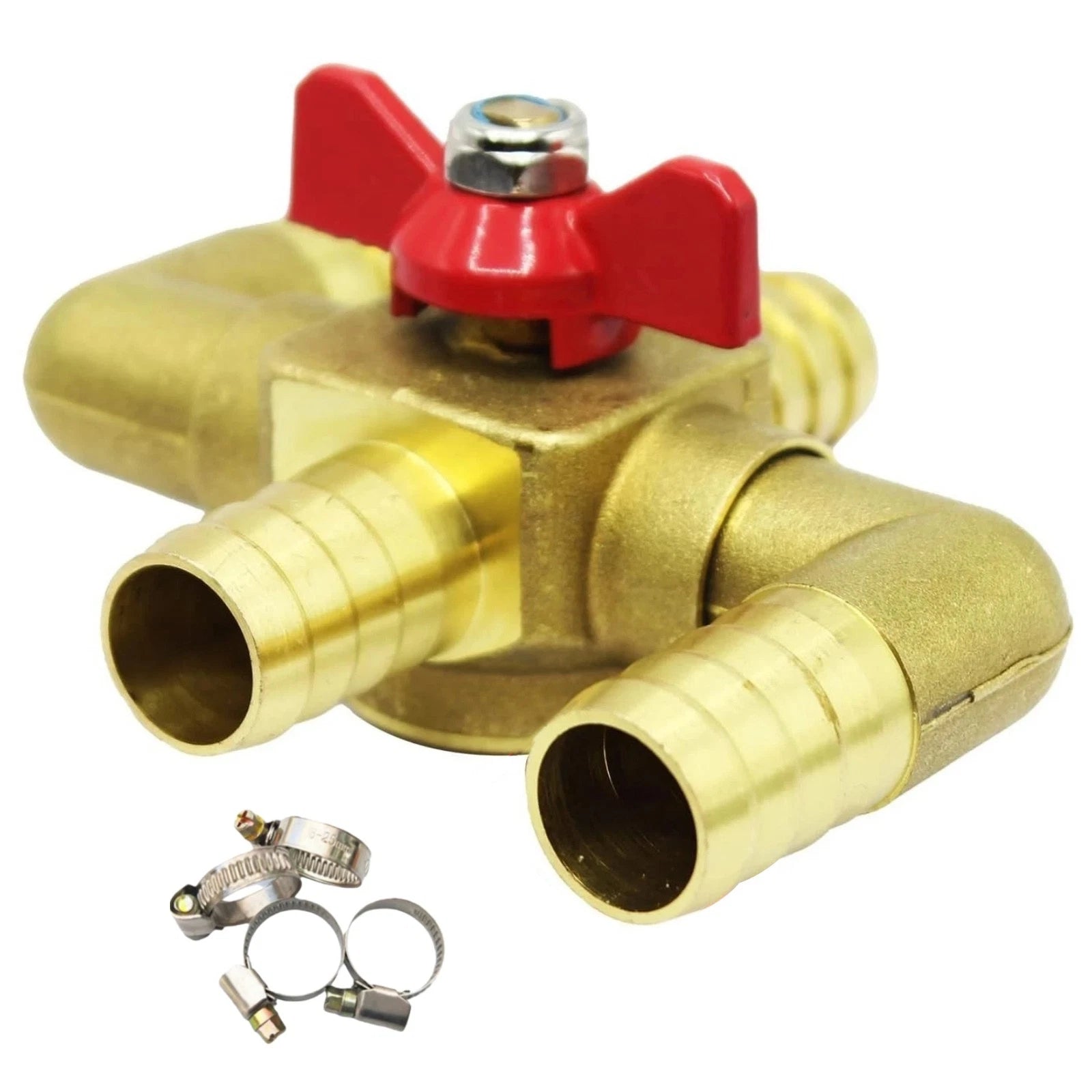 4-way Automobile Heater Shut Off Valve Solid Brass Valve 4 Clips 3/4"