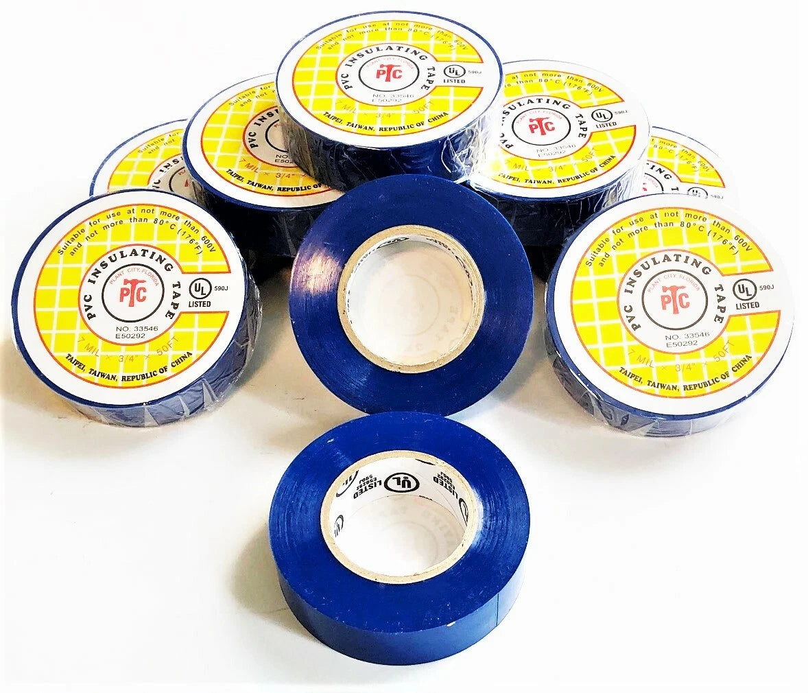 10 Rolls Ptc Ul Listed Blue Pvc Insulating Electrical Electric Tape