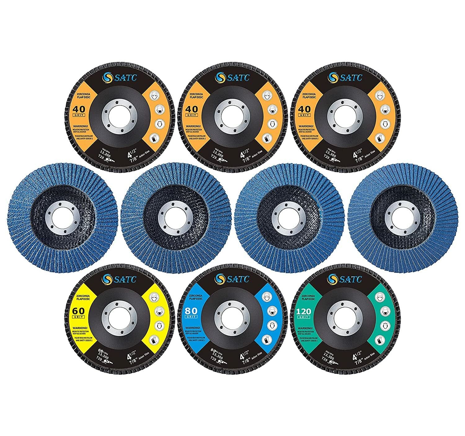 10PCS Zirconia Flap Sanding Disc 4-1/2 in For Grinder Wheel 40 60 80