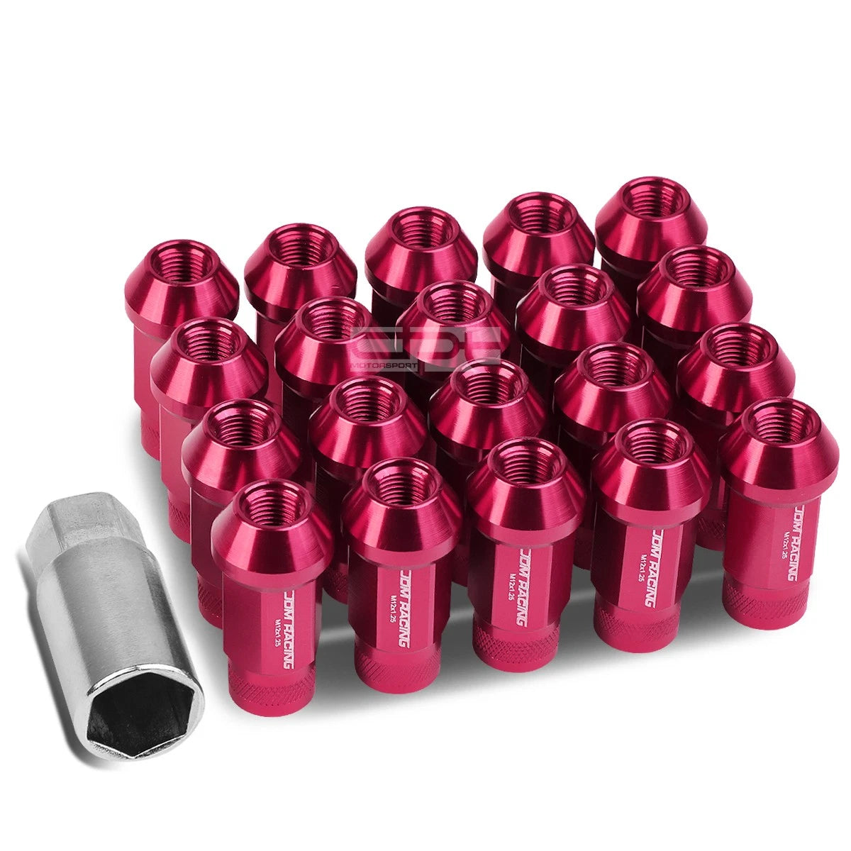 Open End M12x1.25 50mm Tall 25mm Od Pink Aluminum Jdm Lug Nuts+adapter