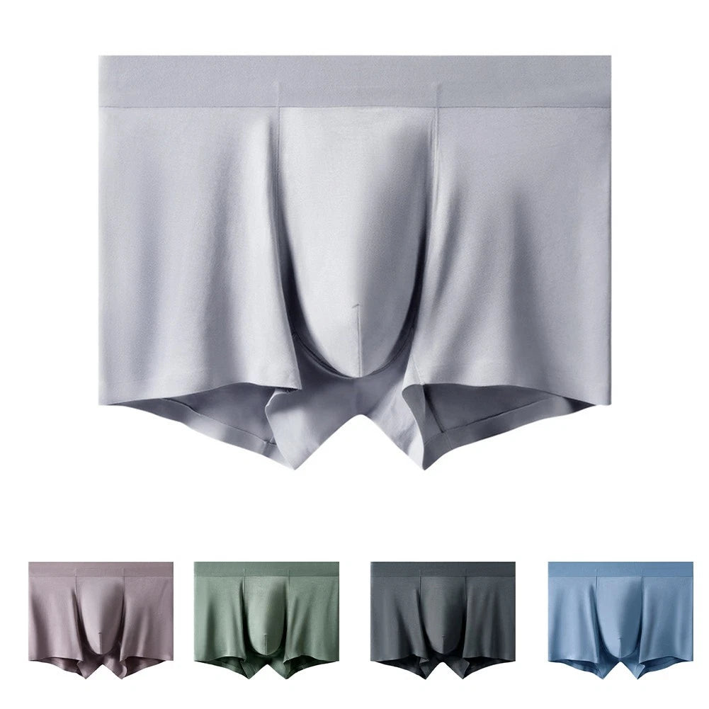 Men Modal Ice Silk Breathable Underwear Trunks Sexy Shorts Blue Purple
