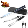 HAUSHOF 8V Cordless Electric Knife Set Meat Cutter Stainless Steel Blades w/Case
