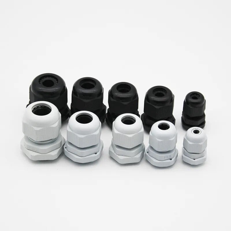 Gland Nut IP68 White Black Nylon Cable Spiral Tail Sleeve Lock