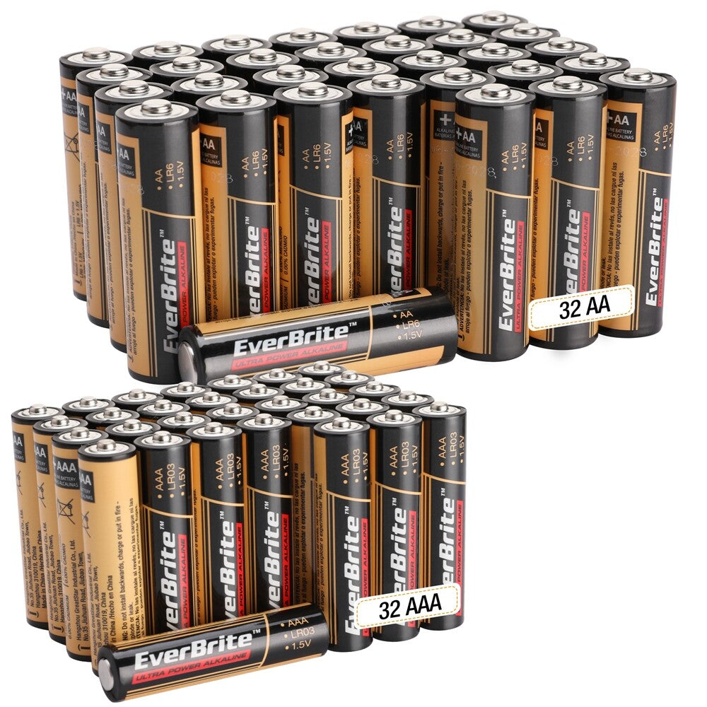 64-Packs Aaa Alkaline Battery and Aa Alkaline Battery Triple/double a