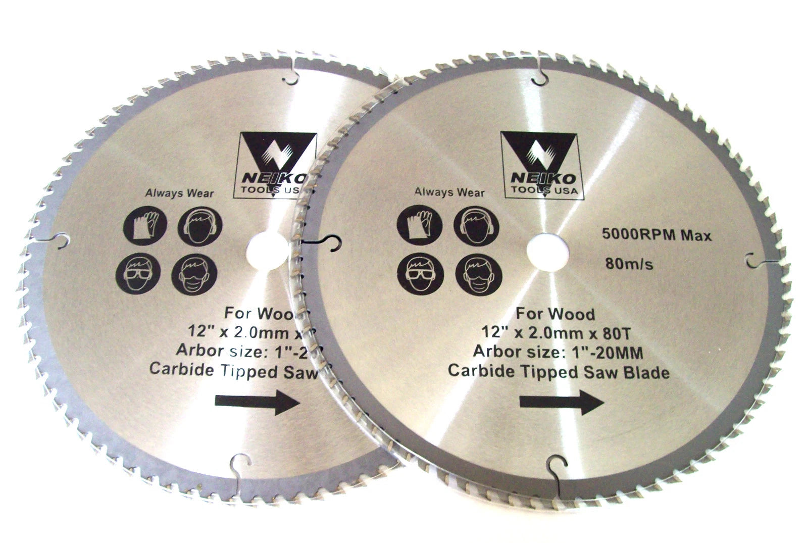 2 12" Neiko Tools Carbide Circular Table Compound Miter Saw Blades 80