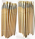 24 Flat Square Tip Artist Paint Brushes Set
