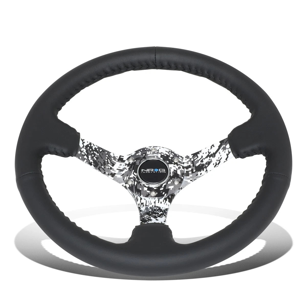Nrg Reinforced 35cm 3"deep Dish Black Leather Camo Spoke Racing