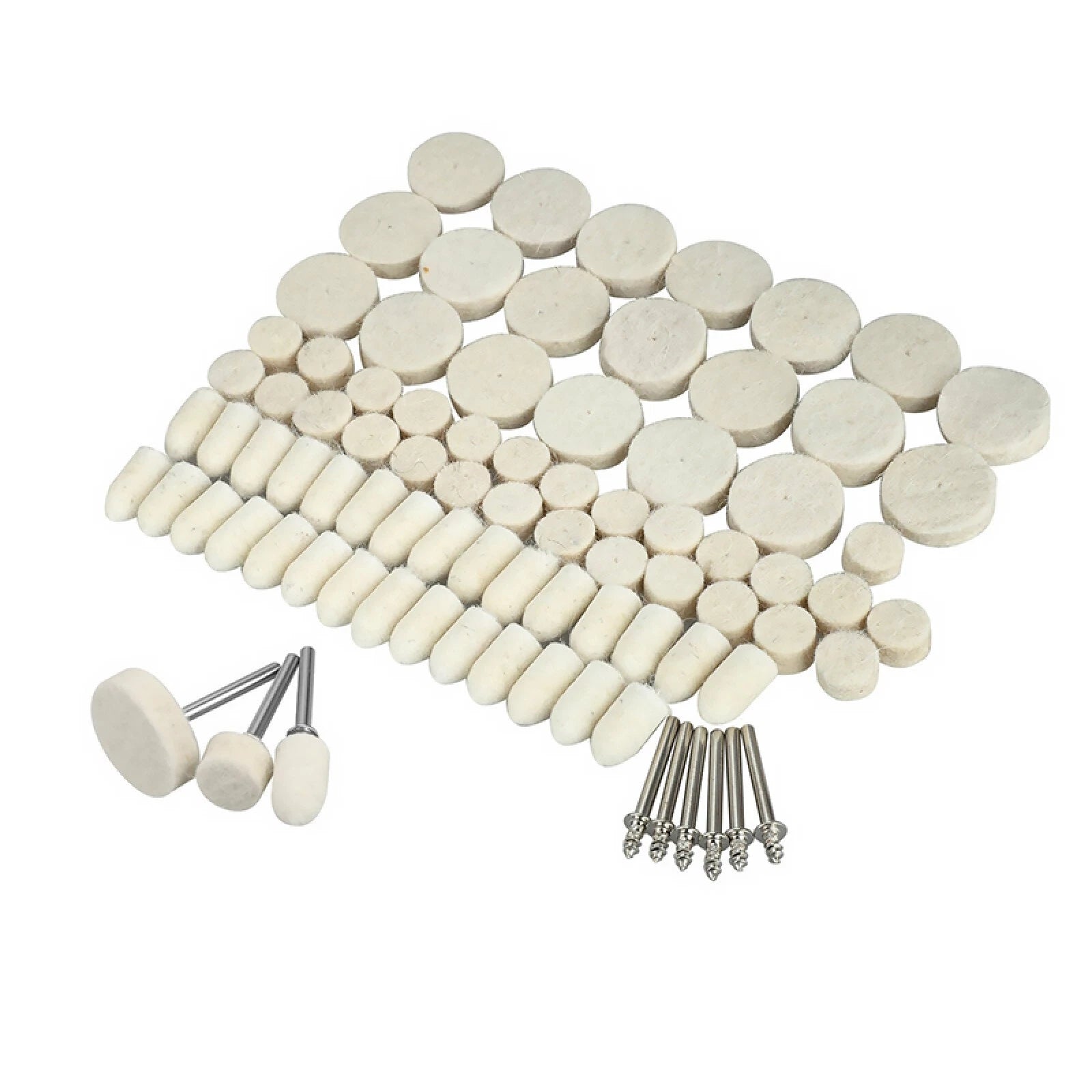 100pack Wool Felt Buffing Polishing Pads Wheel Cone Tips Bob Tool