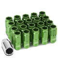 Aluminum Green 16 Lug+4 Lock Nuts+adapter M12x1.25 21mm Od/50mm Tall