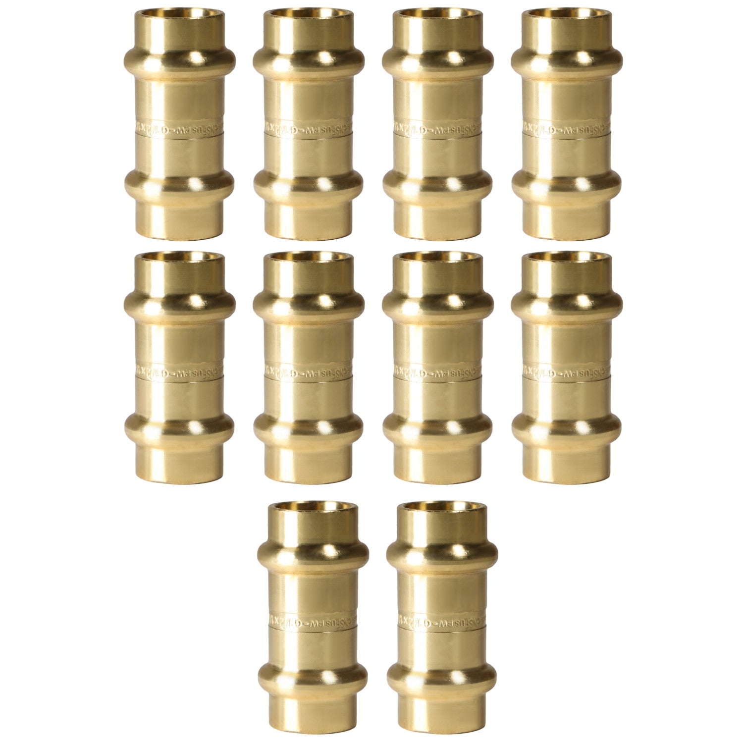 10 Pack XFITTING 1/2" Press Coupling, Press Fit, Lead F