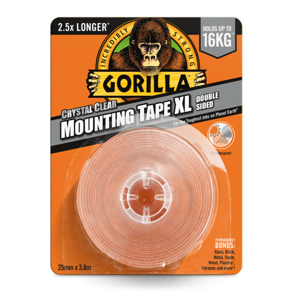 Gorilla Mounting Tape Xl Double Sided Crystal Clear Weatherproof Tape