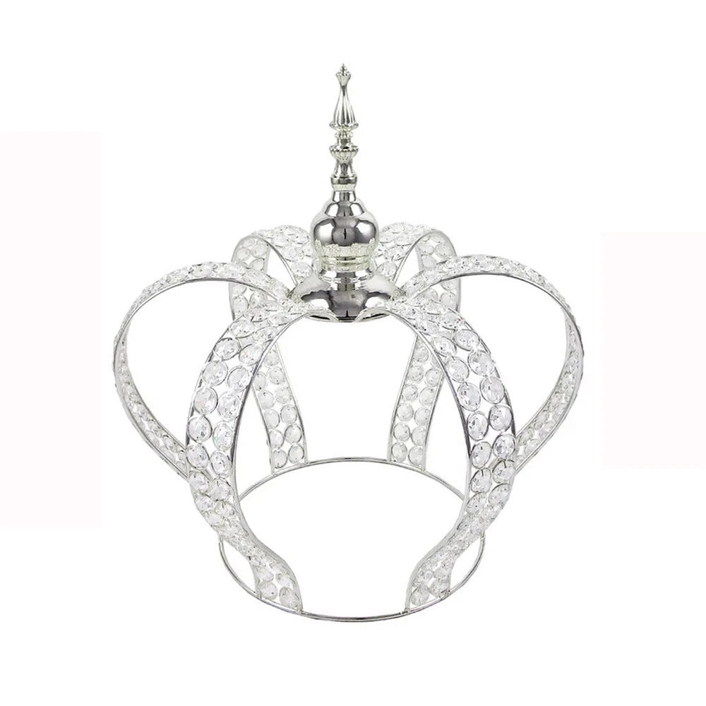16" Tall Silver Crystal Beaded Metal Crown Cake Topper Birthday Party