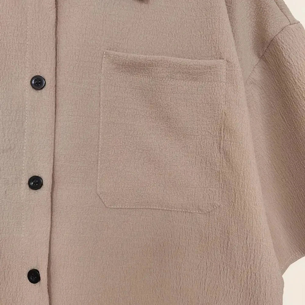 Women's Regular Length Solid Color Polyester Shirt Mid Sleeve Button