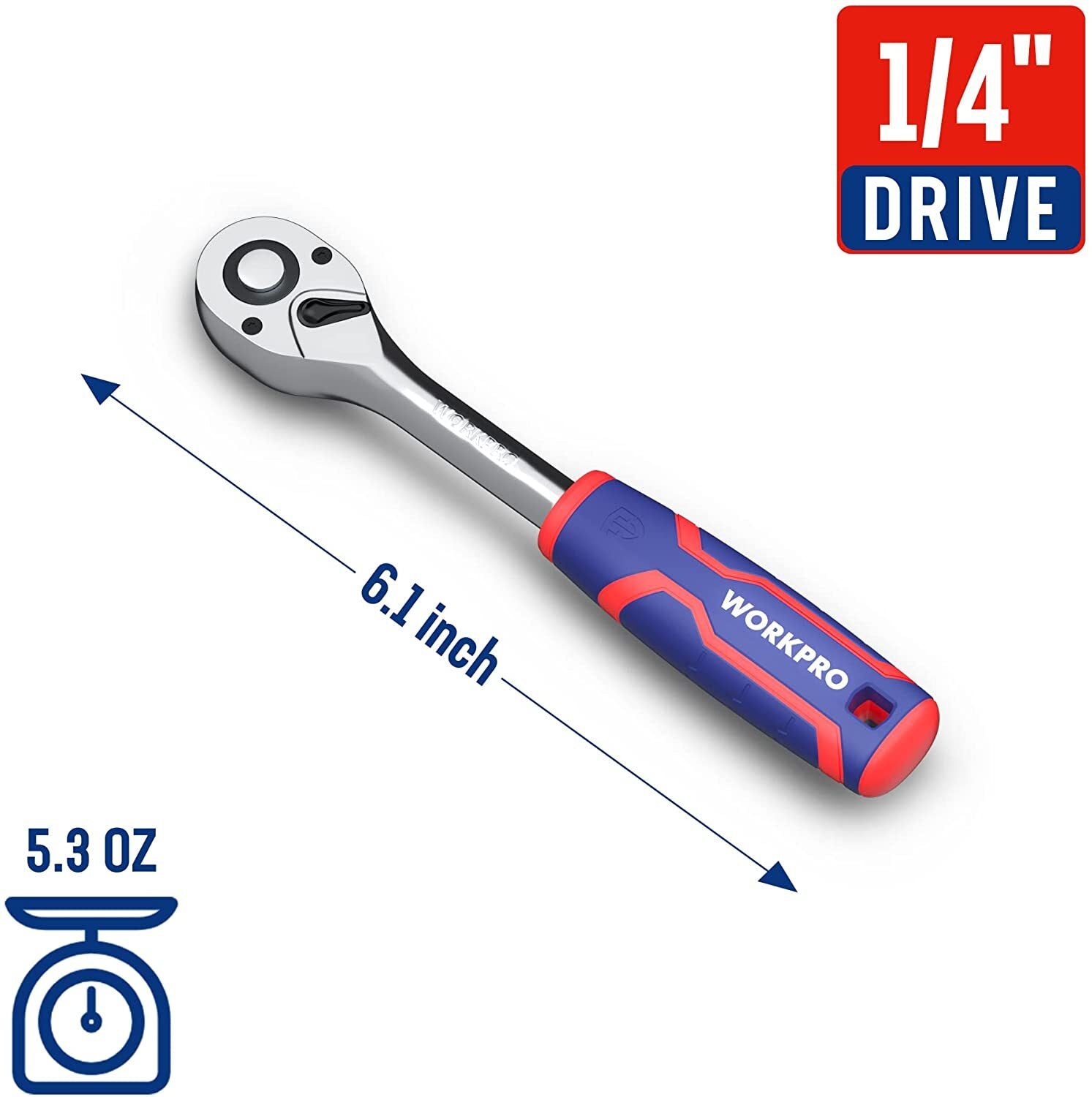 WORKPRO 1/4 Drive Ratchet Wrench - 72-Tooth Quick-Release by WORKPRO