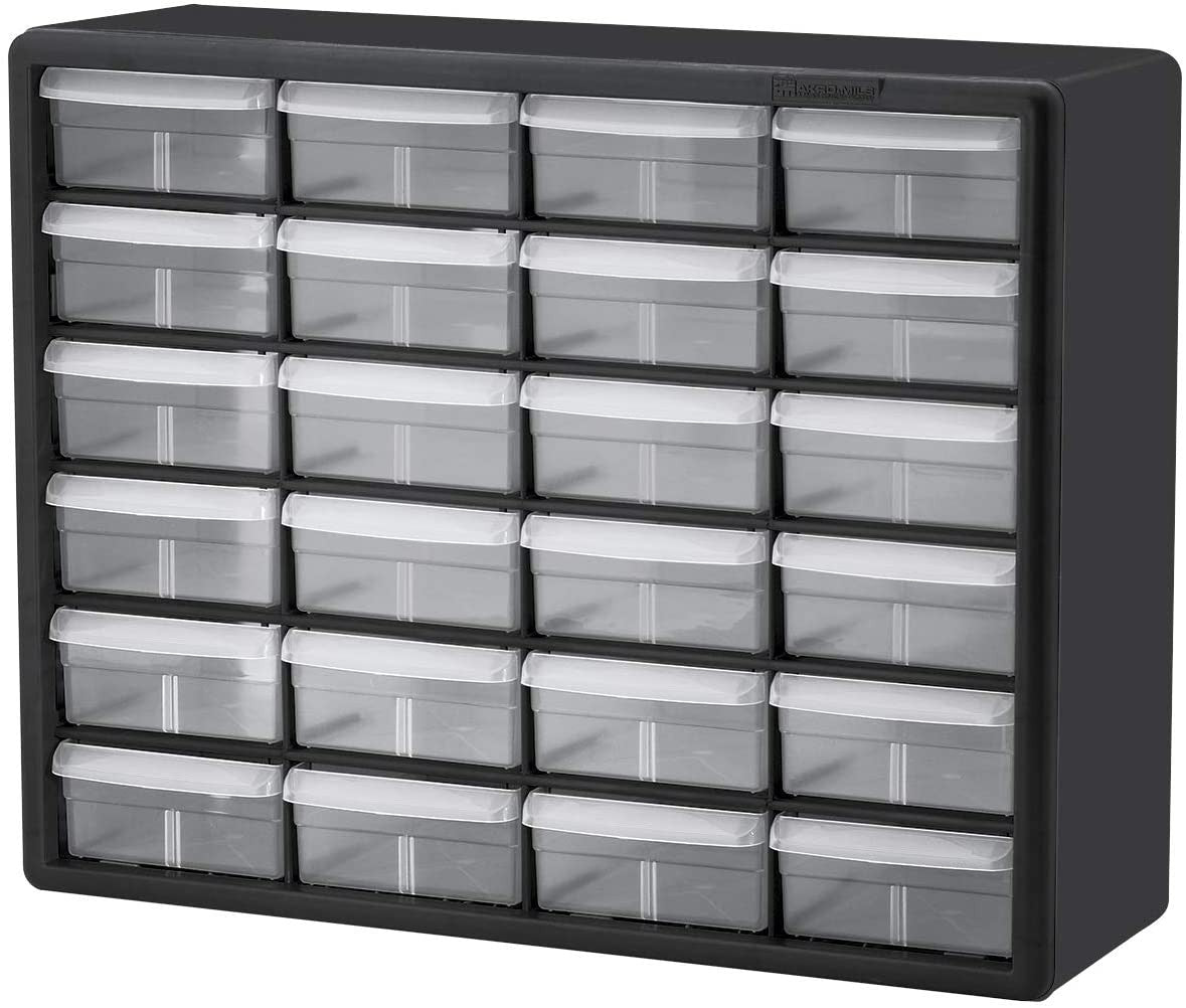 24-Drawer Plastic Drawer Storage Cabinet for Garage Organization, Bead