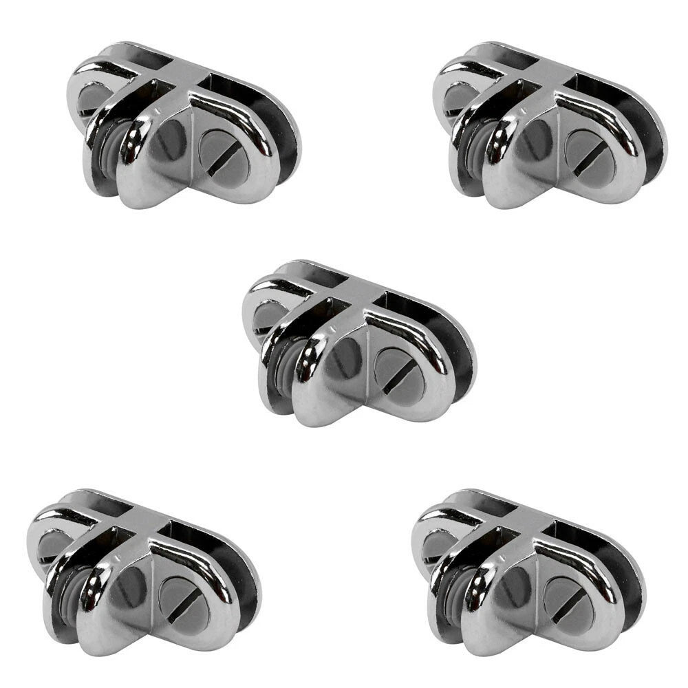 Chrome 3-way Metal Glass Display Connector 3/16 Inch Thick Glass Cube