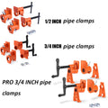 PONY 2-Pack Pipe Clamps 3/4 Inch/1/2 Inch by PONY