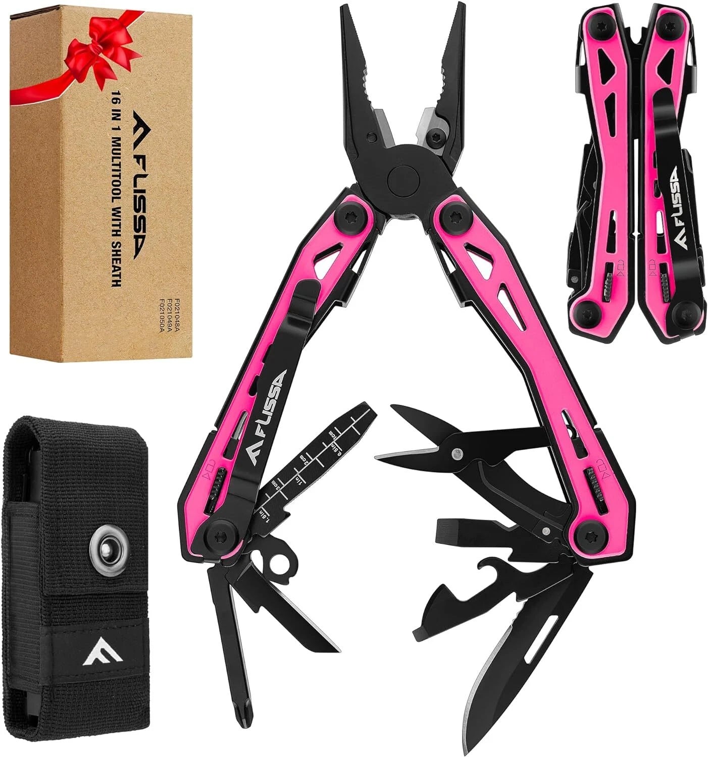 Flissa 16-in-1 Multi Tool Pliers Pink Self-locking Multipurpose
