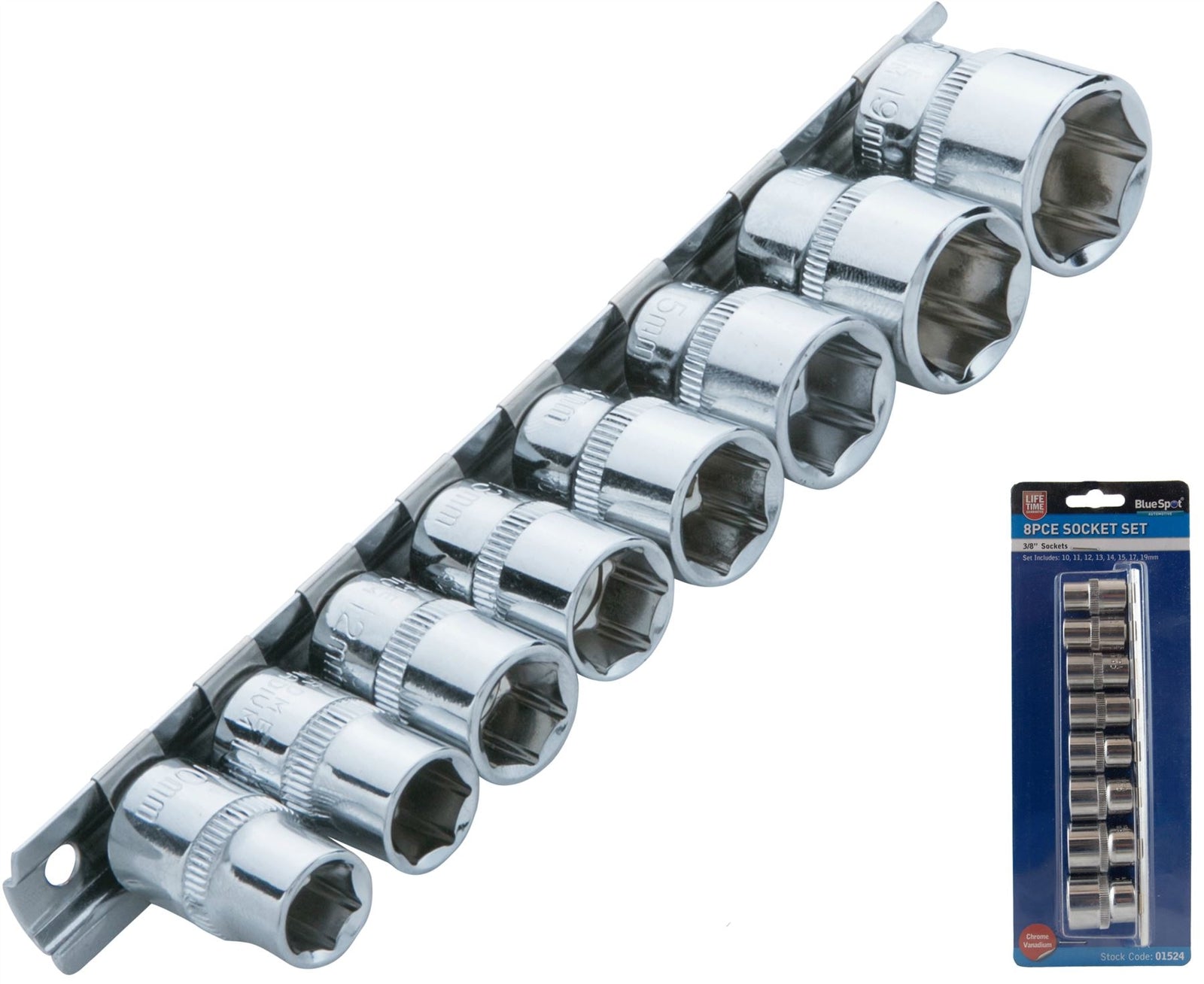 Bluespot 8pc 3/8" Drive Standard Metric Socket Set by BlueSpot