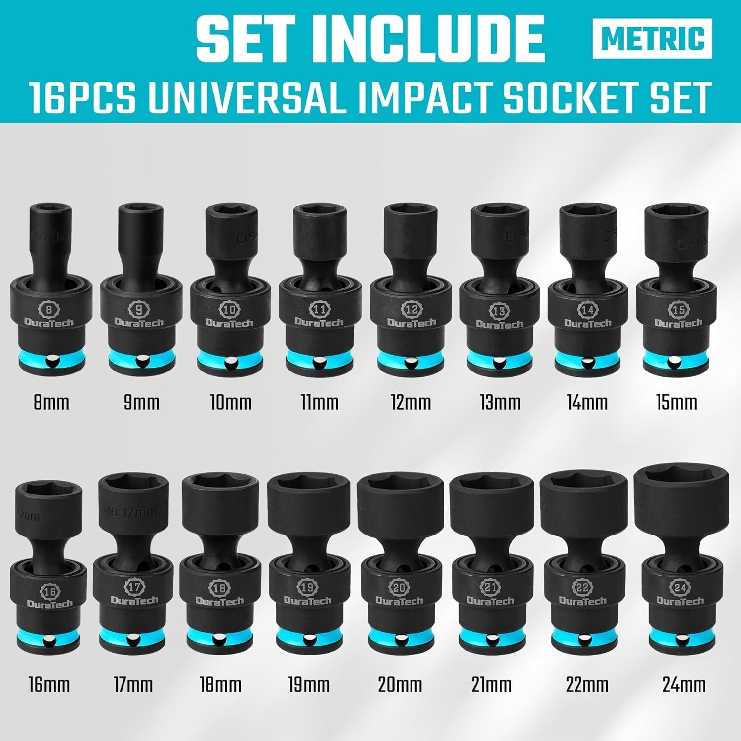 DURATECH 16-Piece 3/8" Drive Impact Socket Set by DURATECH