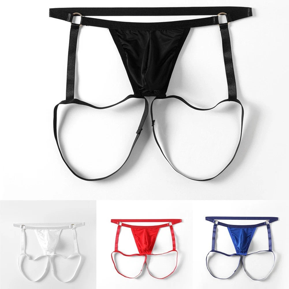 Men's Open Butt Garter Thongs Low Waist Briefs For A Fashion Forward