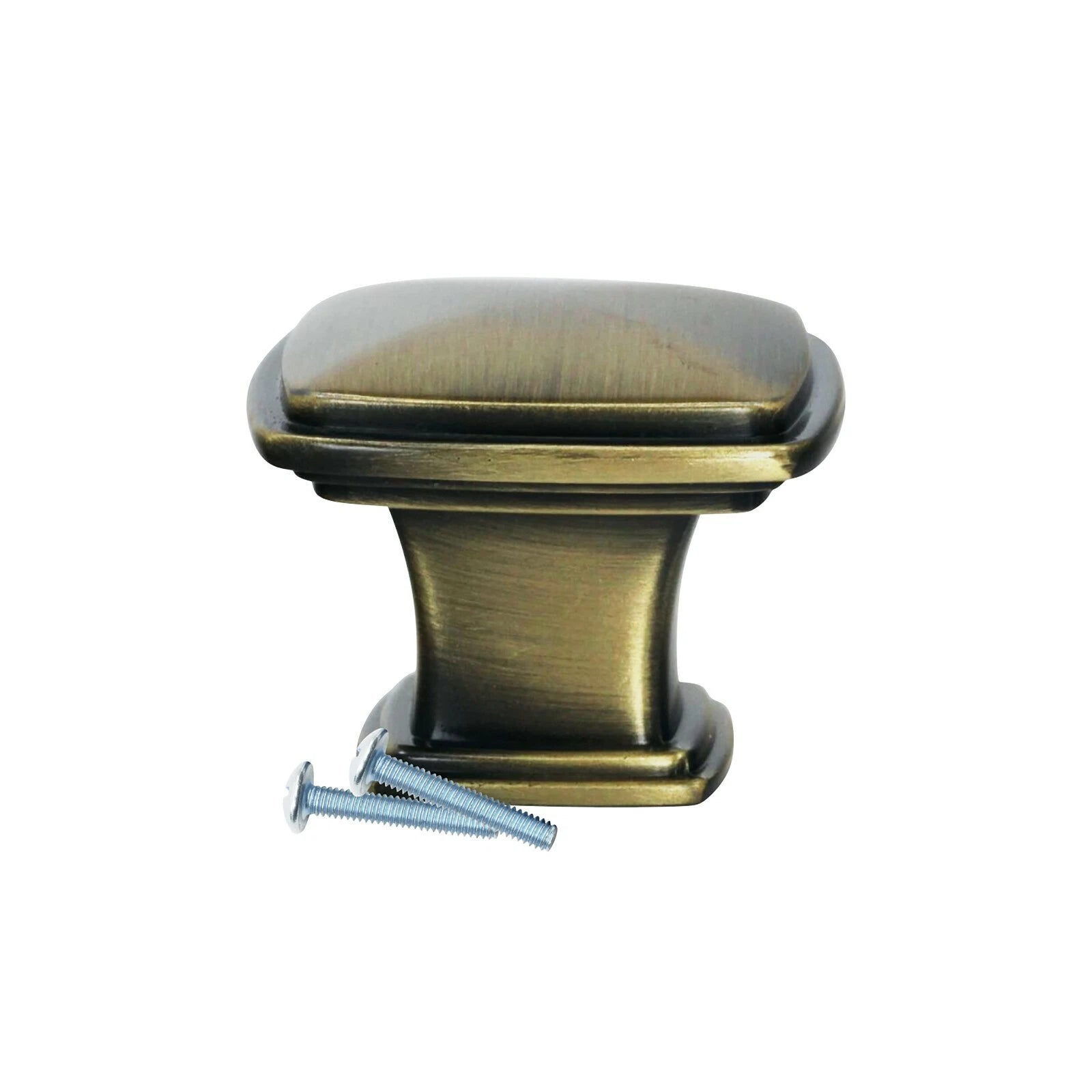 10 Pack Temple Square Style Rustic Brass Kitchen Cabinet Knob 1-7/32"