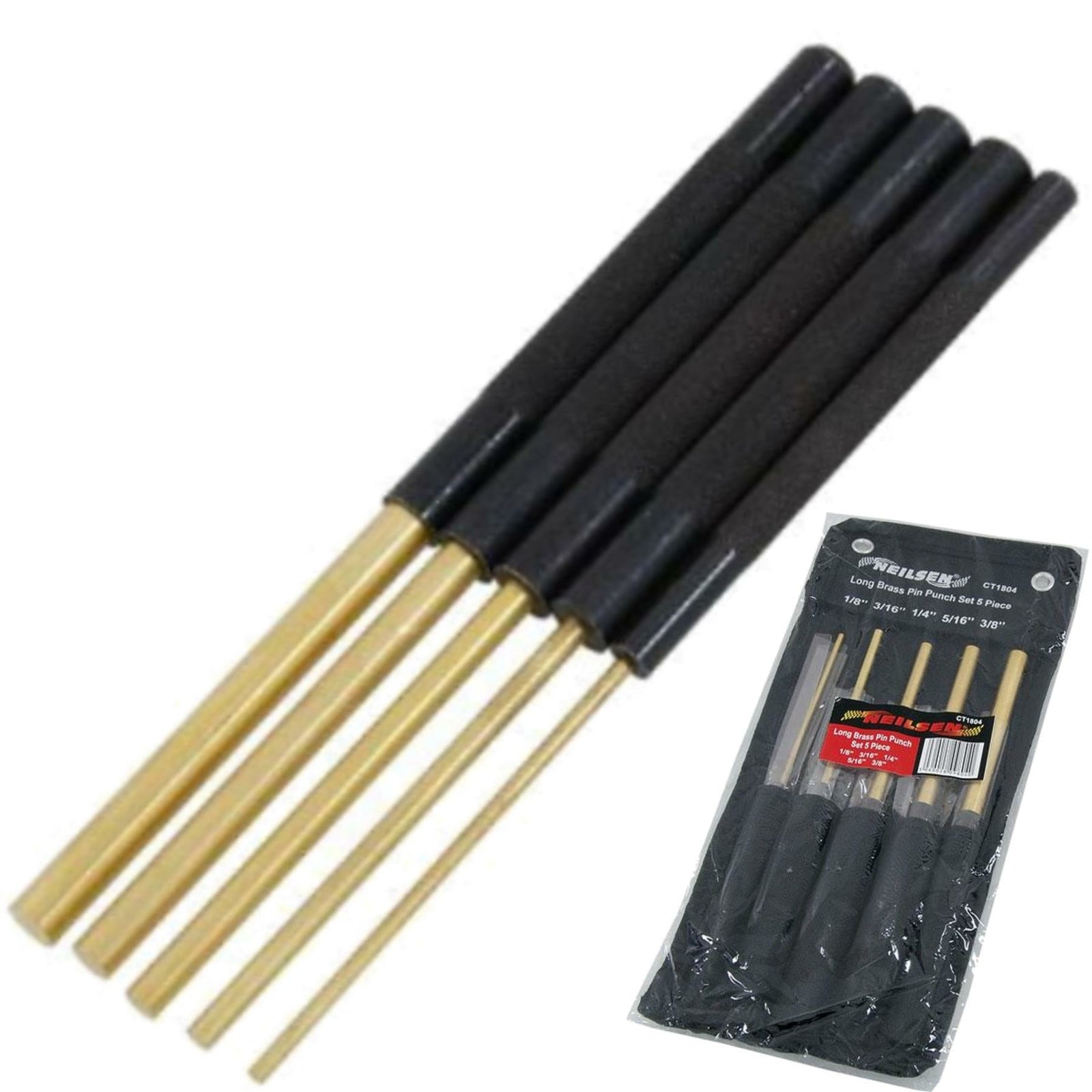 Neilsen 5pc Extra Long Brass Pin Punch Set by Neilsen