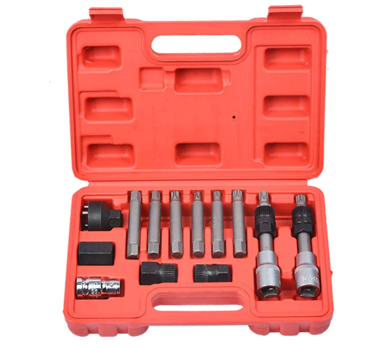13pc Alternator Freewheel Pulley Removal Set Hex Torx Spline 33T Free Wheel Pull