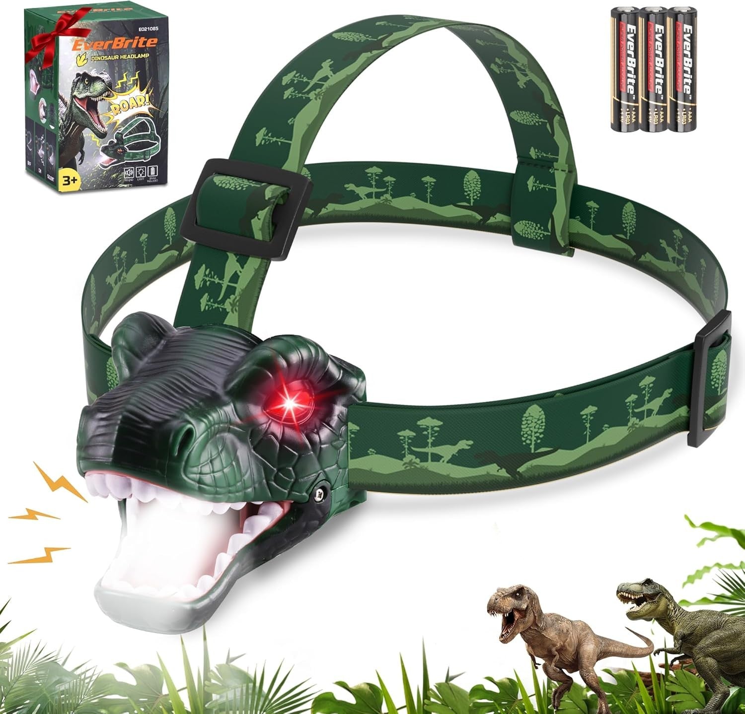 EverBrite Dinosaur Kid Headlamp Headlight T-Rex LED Head Lamp