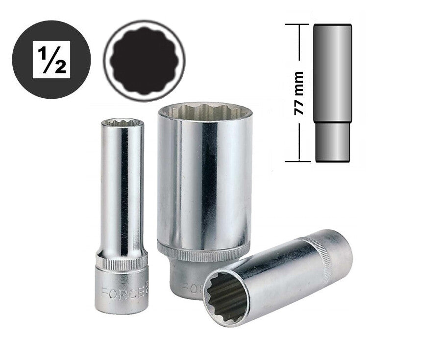 1/2" Dr. Cr-V Deep Socket 77mml Individual 8-32MM